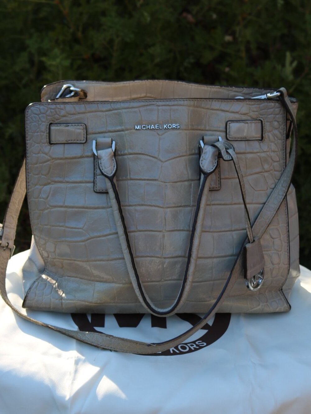 Michael Kors Dillon Croc-Embossed Leather Satchel